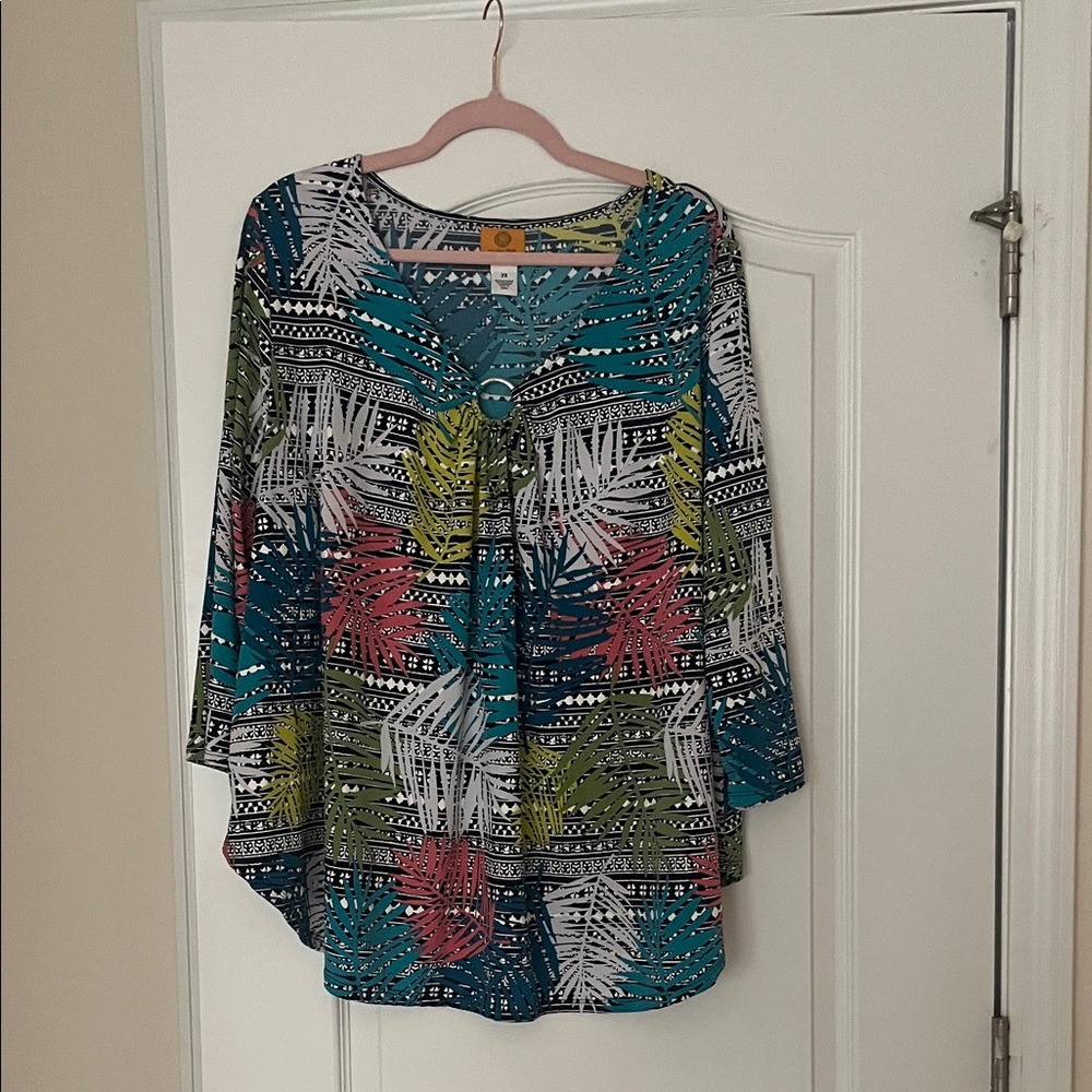 Ruby Rd. Multicolor Leaf Print Tunic - image 1